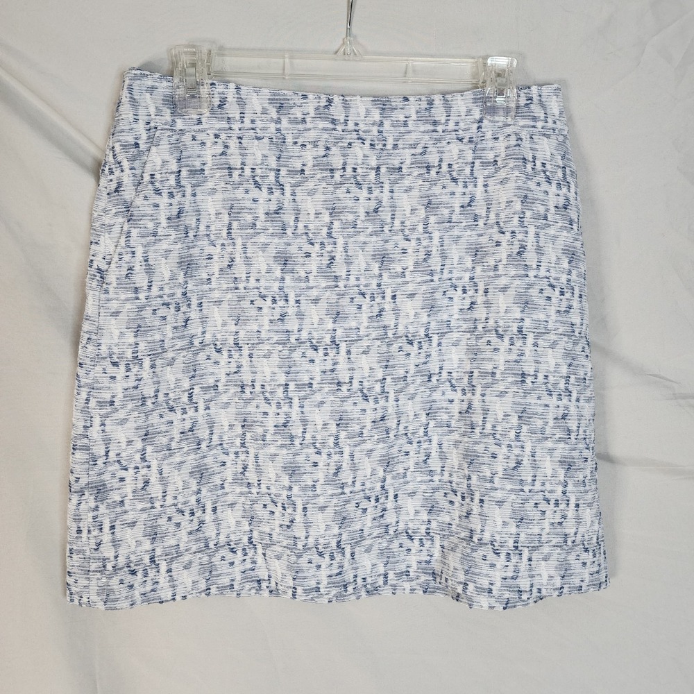 New!‎ LOFT Size 8 Tweed Blue White Abstract Textured Lined Mini Skirt w/ Pockets